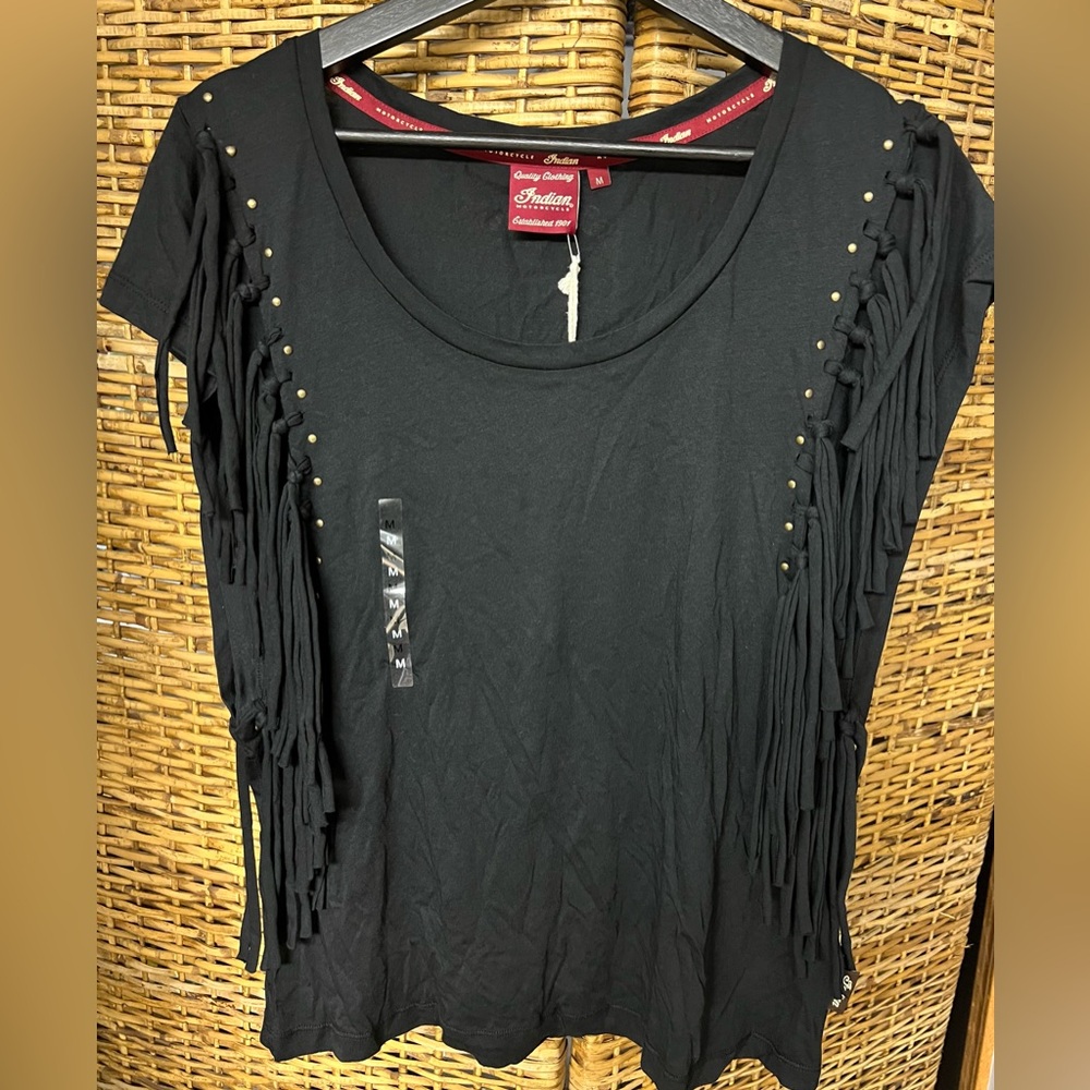 Indian Motorcycles-Womens‎ Wings Fringe-Size: Medium, New with tags, Black Shirt